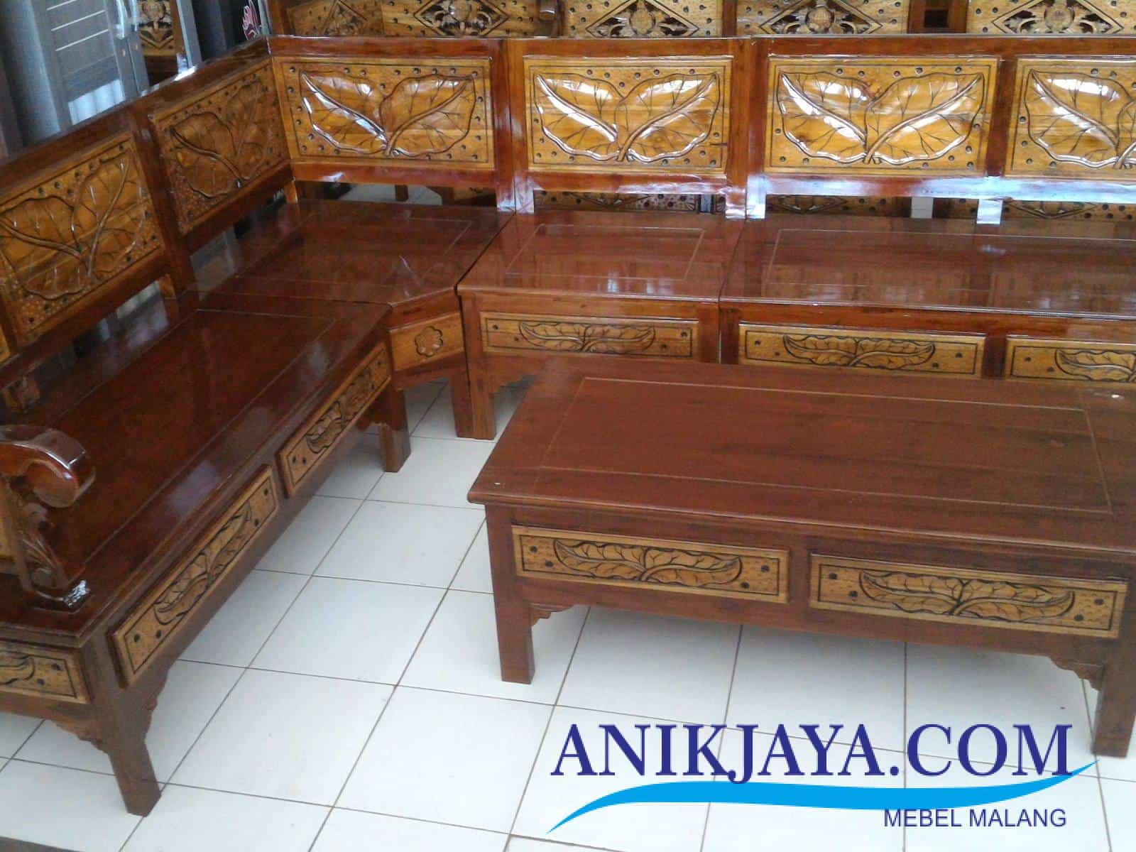  Kursi Kayu Jati Ukir Jepara L Set Motif Daun Mebel Anik 