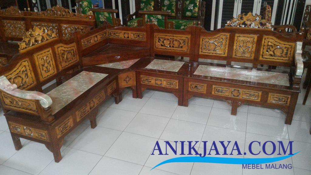  Kursi  Kayu  Jati  Ukir Jepara L Set Desain Marmer Putih 