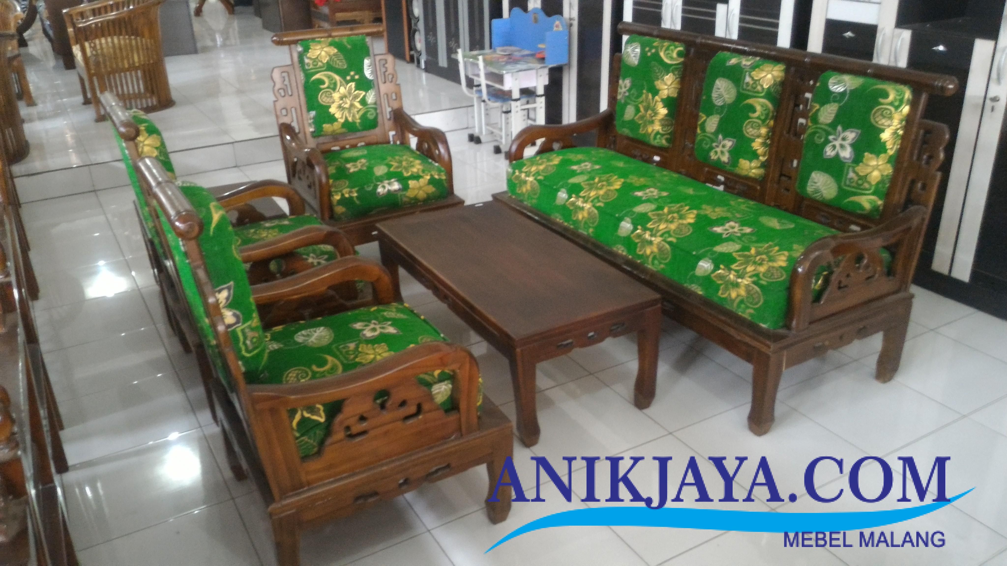  Kursi  Sofa Ukir Kayu  Hongkong  Gold Hijau Mebel Anik Jaya 