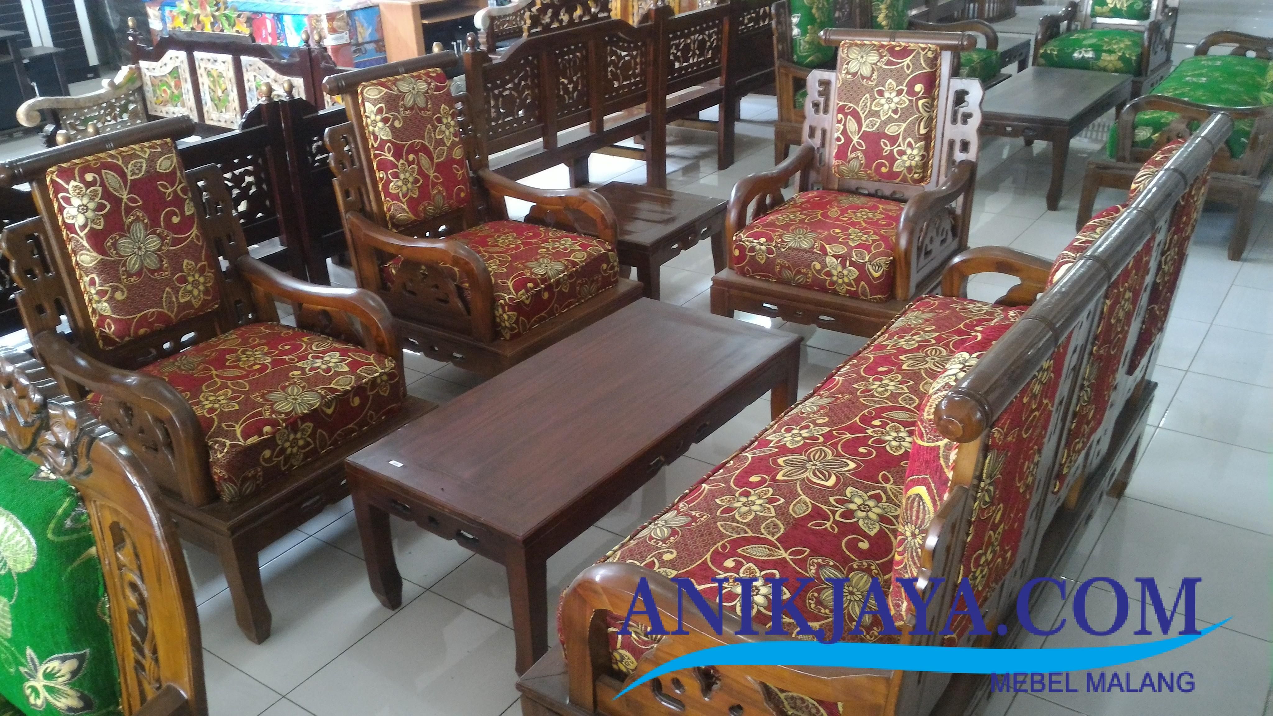  Kursi  Sofa Ukir Kayu  Hongkong  Gold Merah Mebel Anik Jaya 