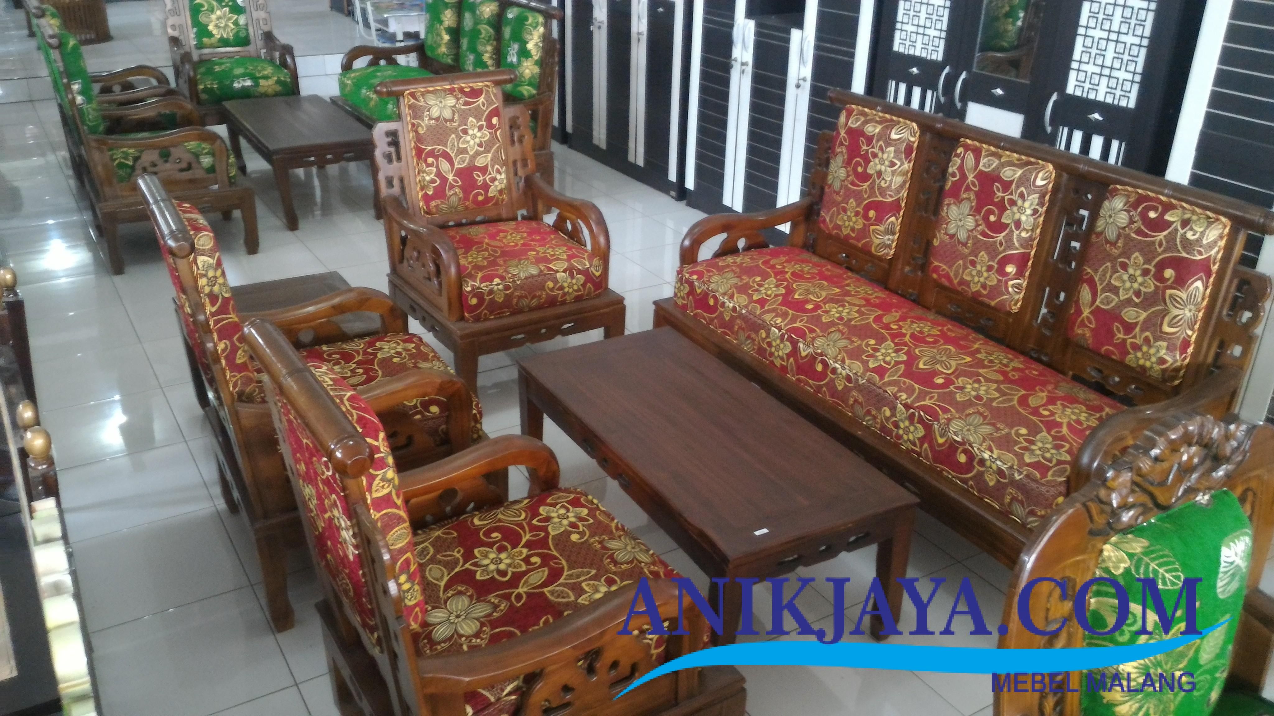 Kursi Sofa Ukir Kayu Hongkong Gold Merah Mebel Anik Jaya 