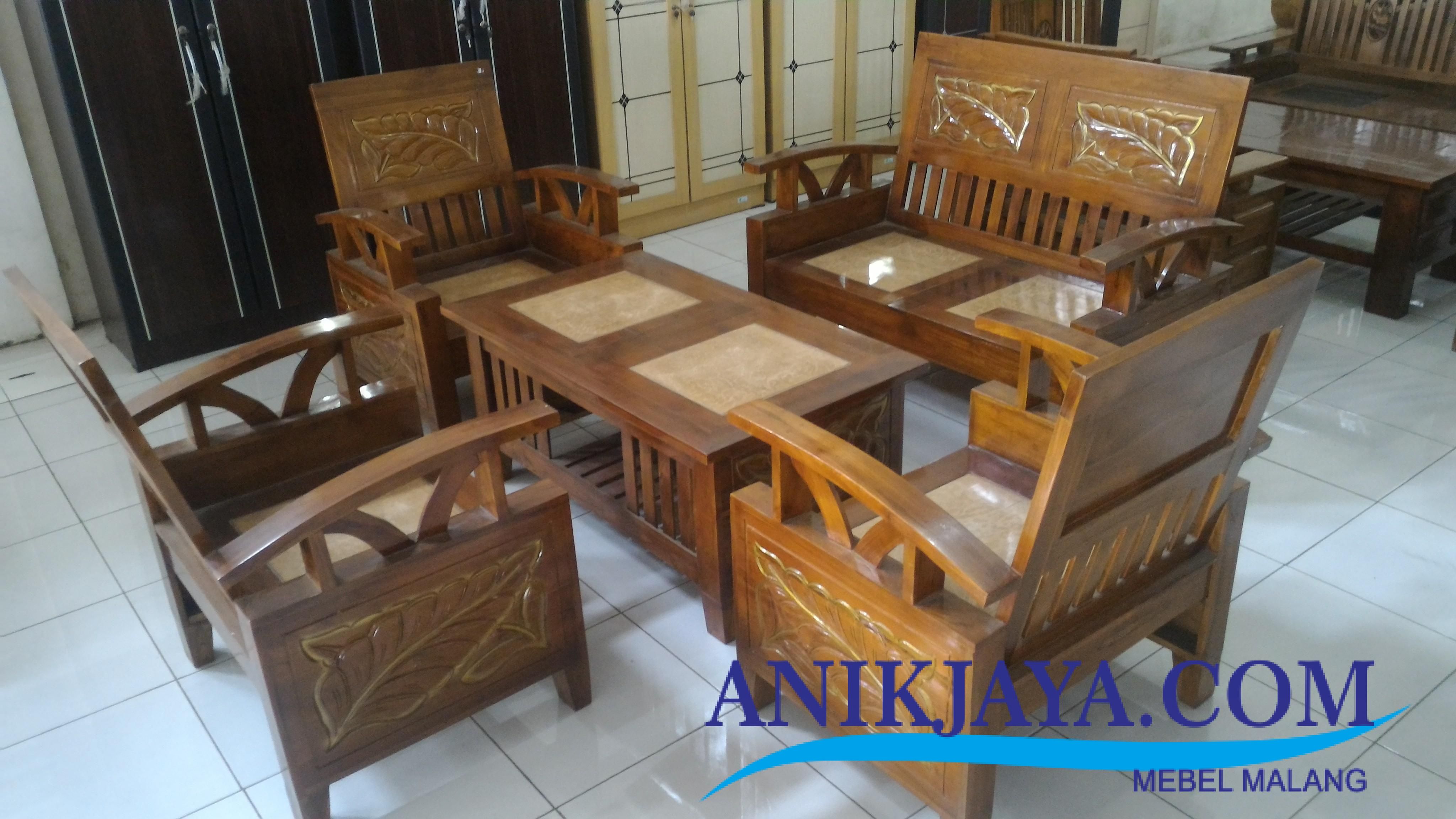  Kursi Ukir Deluxe Jati Minimalis Marmer Motif Daun Mebel 